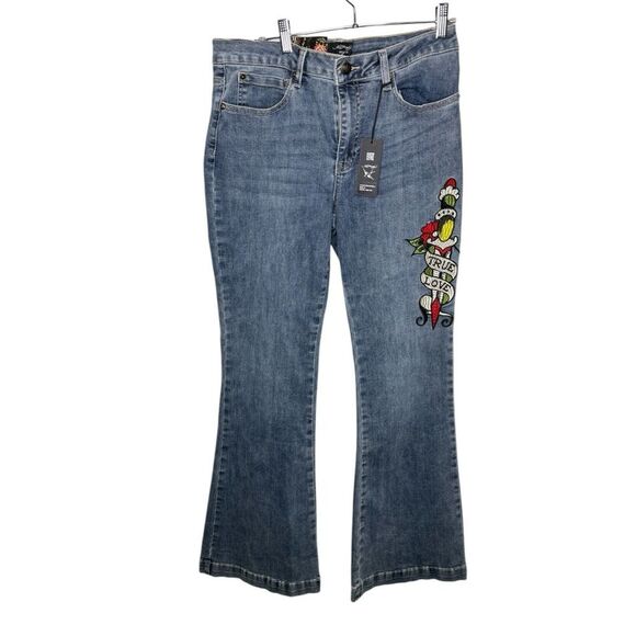 NEW Ed Hardy True Love Denim Fit and Flare High Rise Women's Jeans Size 32 - Picture 1 of 7